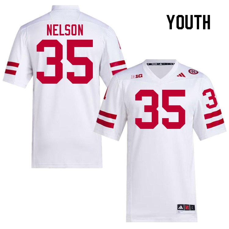 Youth #35 Mekhi Nelson Nebraska Cornhuskers College Football Jerseys Stitched Sale-White